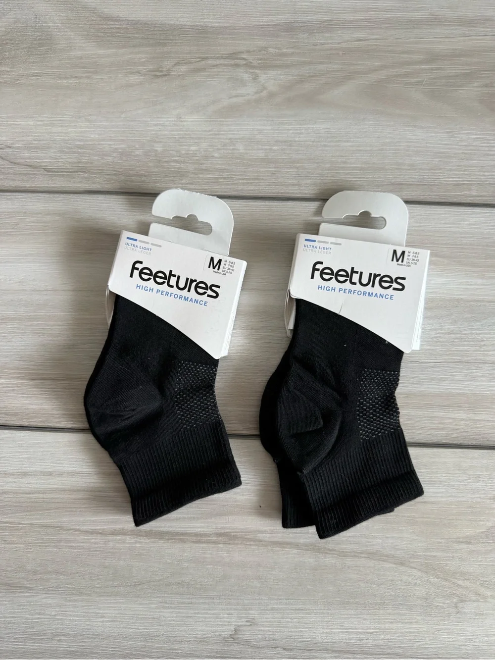 Feetures High Performance Ultra Light Socks 2 Pair Black Medium NWT